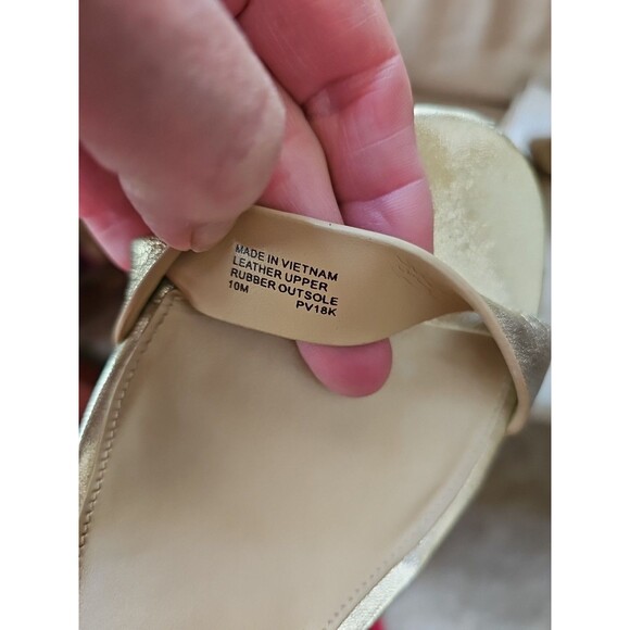 Michael Kors Gold Leather Wedge Heel Sandals Ankle Strap Women's Shoes Size 10 - Picture 10 of 10